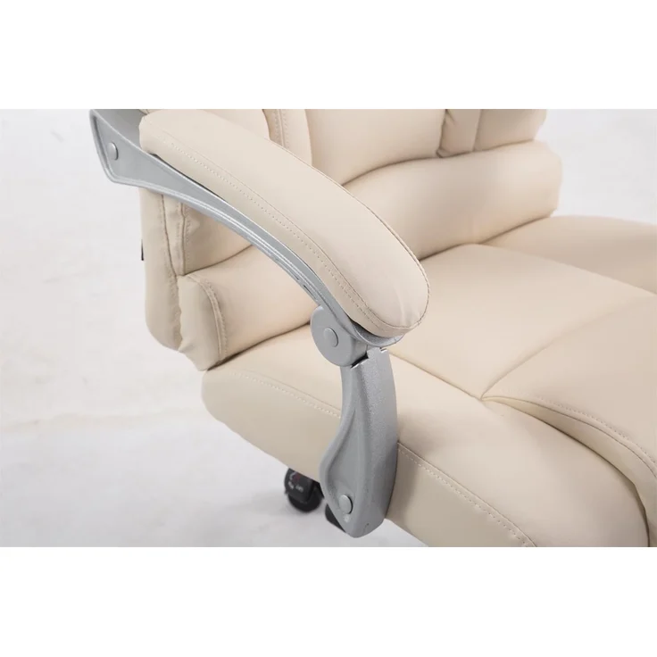 DELUKE® Bürostuhl MIAMI - 118x68x64, Creme Kunstleder Metall in Chromoptik Gestell ergonomische Bürostühle Homeoffice Stuhl mit Rollen – Bild 6