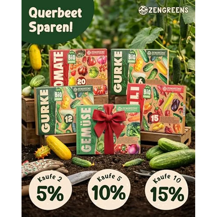 ZenGreens® - Bio Gurkensamen im 12er Set - 12 Gurken Samen für den einfachen Anbau im Garten, Balkon oder Hochbeet - Pflanzensamen - Saatgut – Bild 9