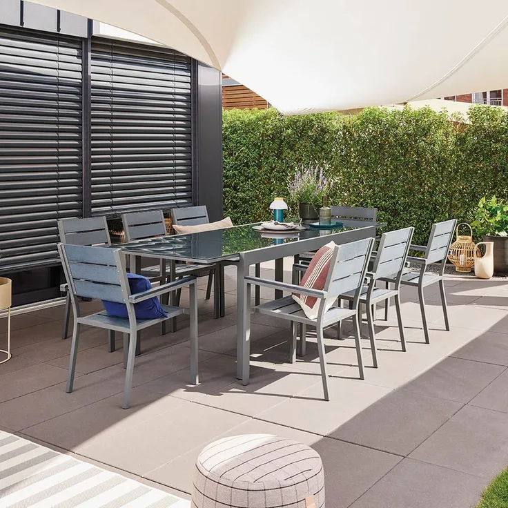 HOME DELUXE Garten-Sitzgruppe ausziehbar SOL MADERA - 180/240 x 90 cm 6 Stühle