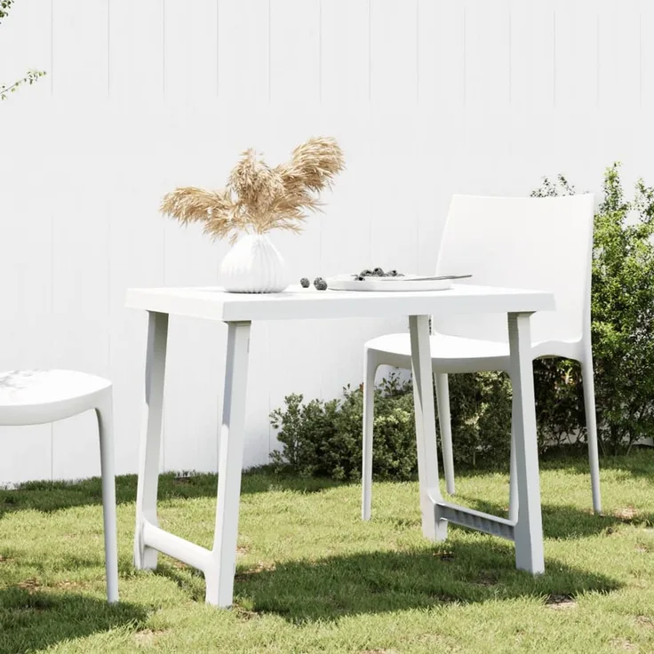 Gartentische,Campingtisch Weiß 79x56x64 cm PP Holzoptik