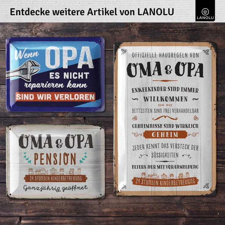 LANOLU Blechschild Opas Service & Reperatur - 15x20cm – Metall – Mehrfarbig – 15173 – Bild 5