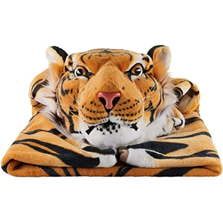 BRUBAKER Fellteppich Tigerfell Bettvorleger, Motivform, Höhe: 260 mm, flauschiger Kaminvorleger Teppich, Tiger Kuscheldecke 130x120 cm – Bild 3