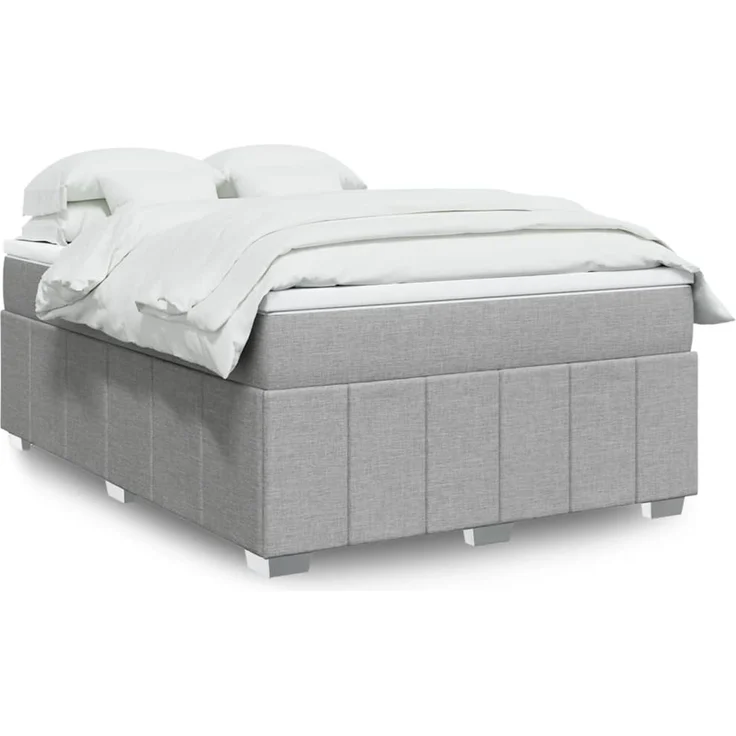 vidaXL Boxspringbett mit Matratze Hellgrau 140x200 cm Stoff 3285477 – Bild 1