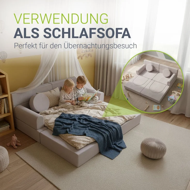 Juskys Kindersofa Kayo –Cord, modular & weich, Sofa für Kinderzimmer & Spielzimmer, sicher, flexibel, pflegeleicht, mit abnehmbaren Bezügen – Beige – Bild 2