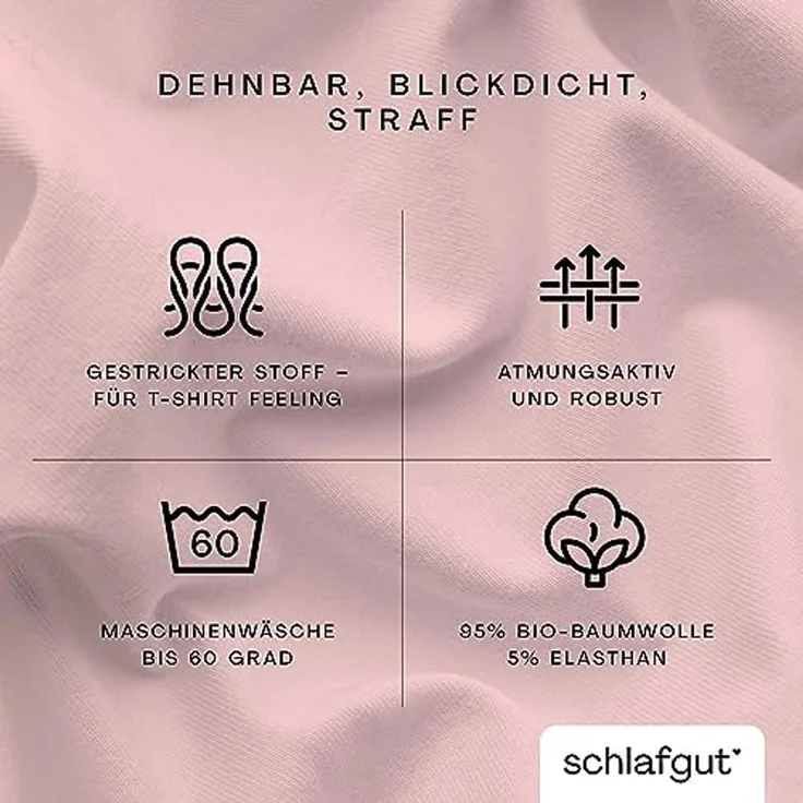 Schlafgut 'PURE TOPPER' Spannbettlaken, für Topper bis 10 cm Höhe, Purple Light, M 120x200cm - 130x220cm, 100% Bio-Baumwolle – Bild 3