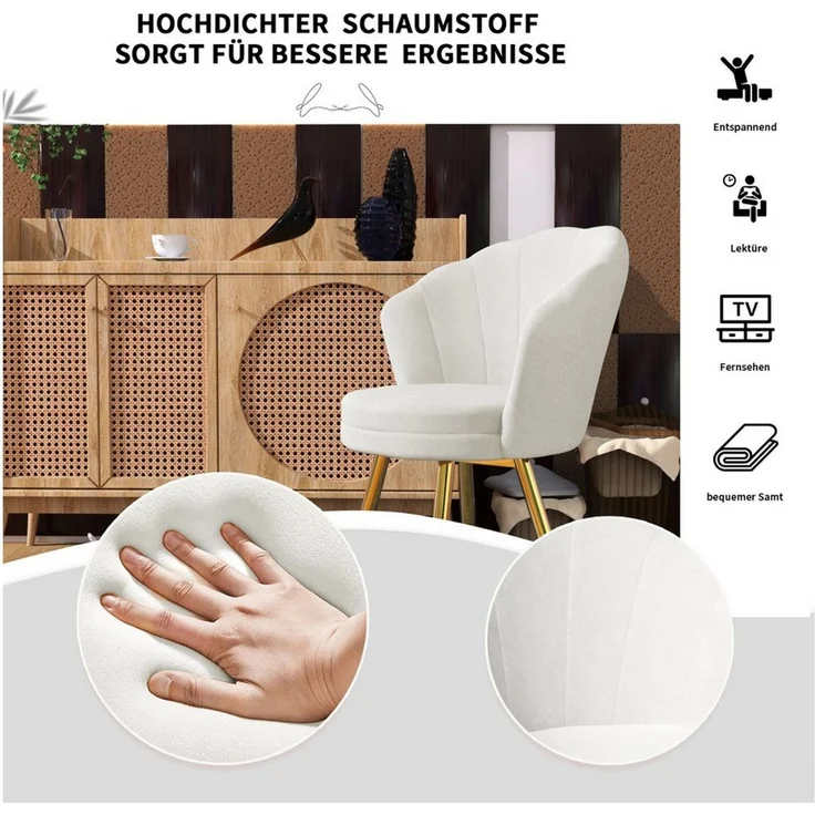 JEOBEST Esszimmerstuhl Loungesessel für Wohnzimmer, Gepolsterter Sitz, Metallbeine, (1 St), Belastung 150 kg, für Wohnzimmer, Schlafzimmer – Bild 4