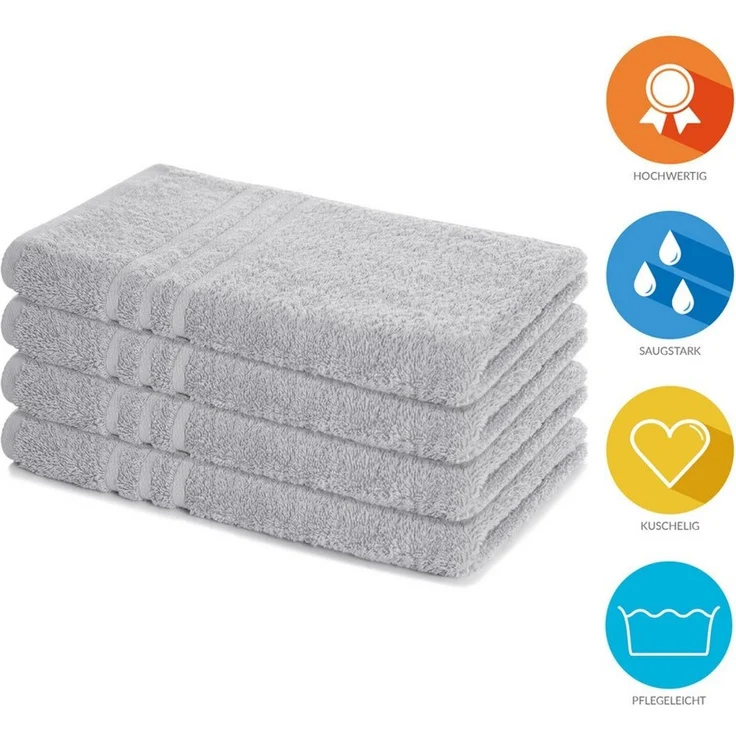 Lavea Handtuch Lavea® 4er Set Handtücher 50x100 cm, Elena Frottiererie, 100% Baumwolle (4er Set), 500 g/m² Frottier, weich & saugstark, pflegeleicht – Bild 2