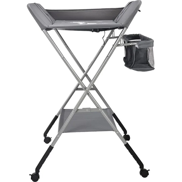 OHMG Baby Wickelkombi Klappbare Wickelkommode,Wickeltisch mit Rollen,Mobiler Wickeltisch mit Wickelauflage,Sicherheitsgurt und Ablagefächern,Wasserdicht und Höhenverstellbar,Stabil