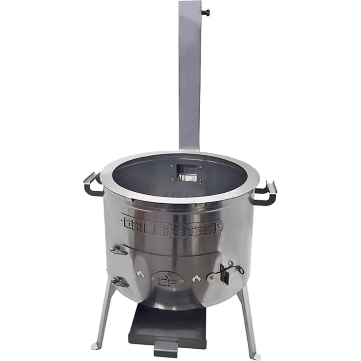 Grillpeter Utschak Timur Ø40 cm aus Edelstahl mit Rauchrohr Kazan 10L Gusseisen – Bild 4