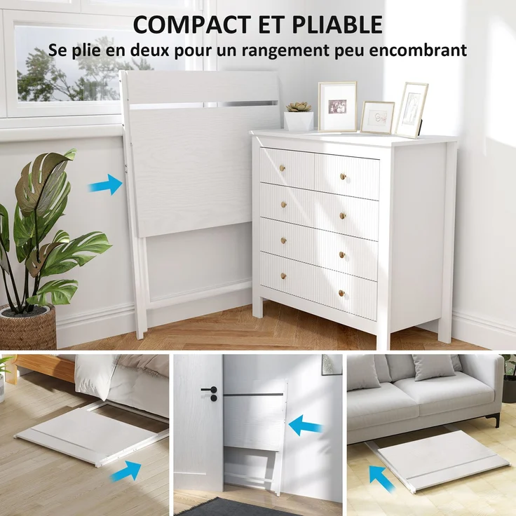 Klappschreibtisch 75,5 x 50 cm mit Ablagefach für Schlafzimmer, kleine Räume, weiß – Bild 6