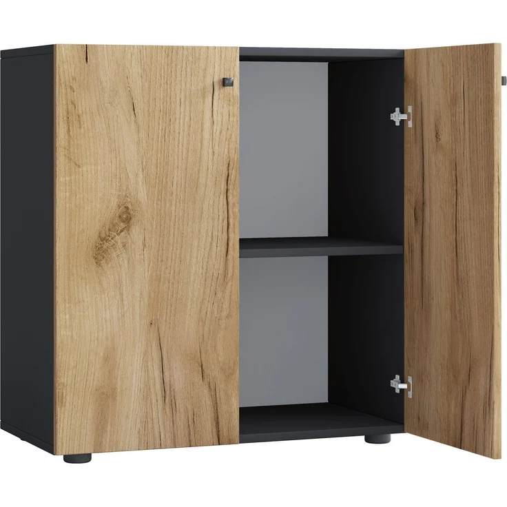 VCM Büroschrank Lona 919443 Anthrazit / Honig-Eiche B. 70 x H. 74 x T. 40 cm – Bild 1