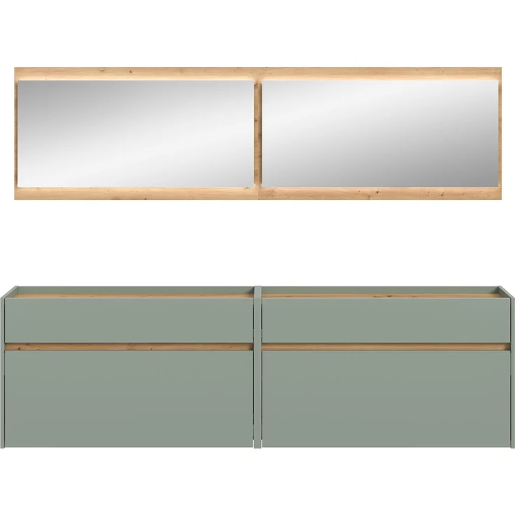 Garderobenkombination B/H/T: 192x220x32 cm in Salbei Nachbildung und Artisan Oak Nachbildung – Bild 2