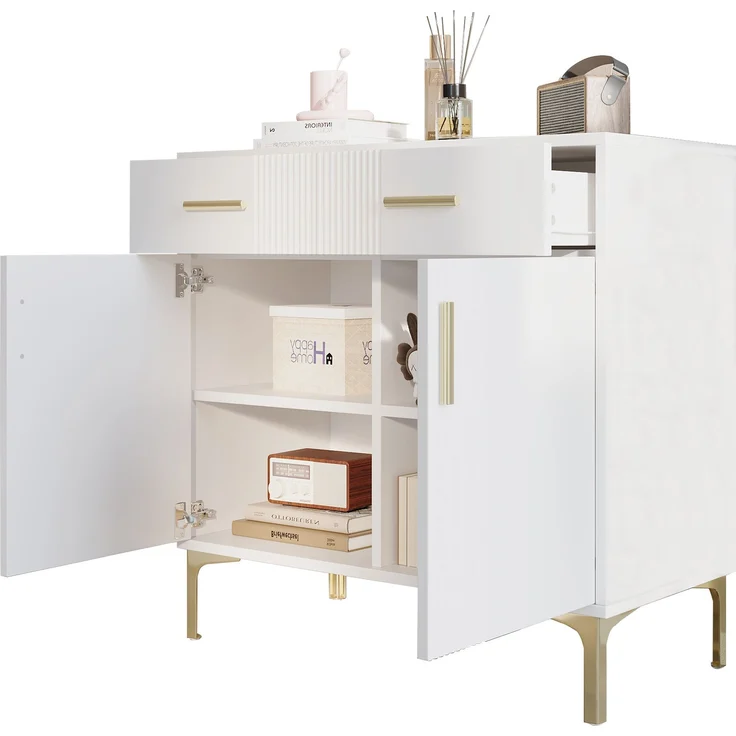 Moderner Schuhschrank mit Schubladen Landhausstil Weiß 80cm Breite Stauraum für Flur und Diele Garderobe Schuhkommode Schuhregal mit Türen und Schubladen für bis zu 20 Paar Schuhe mit Kippsicherung, 79.5cmx35cmx80cm, Weiß – Bild 7