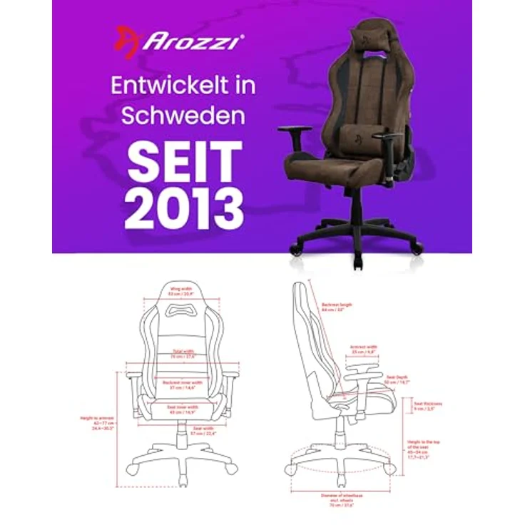 Arozzi Torretta Supersoft, Ergonomischer Bürostuhl mit Supersoft™ Mikrofaser, 3D Armlehnen und verstellbaren Kissen, bis zu 120 kg – Bild 2