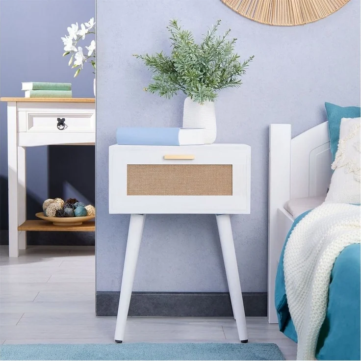 CARO-Möbel Nachtkommode KIRAN, Nachttisch Nachtschrank Beistelltisch mit 1 Schublade im Boho Style Ju – Bild 2
