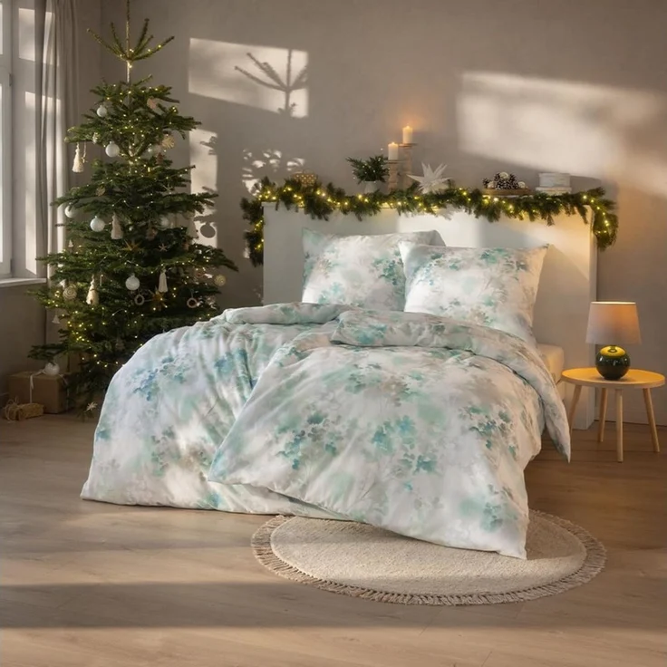 Estella Flanell Bettwäsche Frosted Flowers 4467-630 Blumen 135x200 – Bild 1