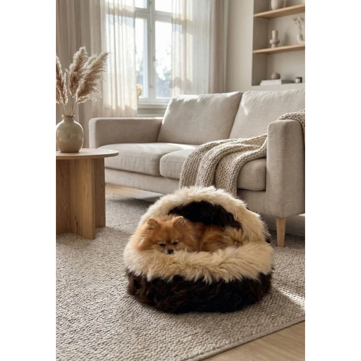 Lammfell VIP Katzen & Hundehöhle Braun – Bild 2