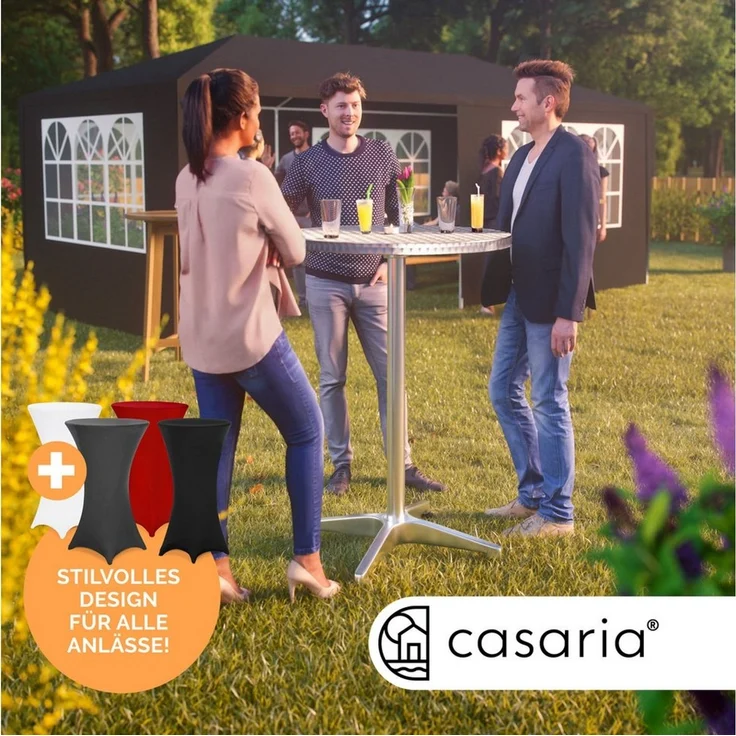 Casaria Stehtisch, mit Husse Stabil Höhenverstellbar Hoch Alu Rund Ø 60cm Wetterfest – Bild 1