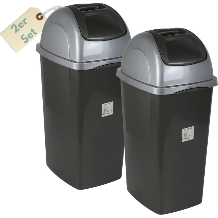 GarPet Mülltrennsystem 2er Set Mülleimer Schwingdeckel Mülleimer Küche 60l Mülltrenner Abfall – Bild 1