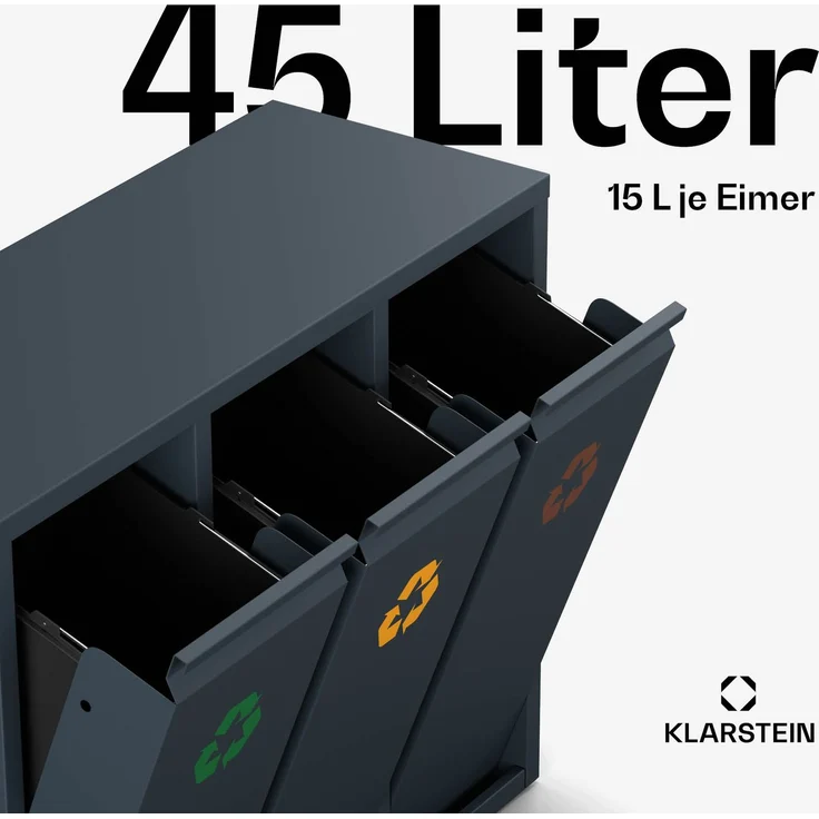Klarstein Mülleimer Ordnungshüter 3, Mülleimer 3 Fach Treteimer Trash Bin Schwarz – Bild 9