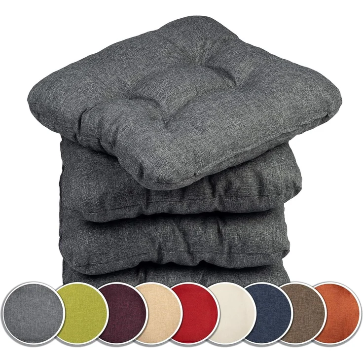 sunnypillow Stuhlkissen 4er Set Stuhlkissen 40x40 cm Bequeme 8cm, Polsterauflage Auflage für Stühle / Bänke – Bild 1