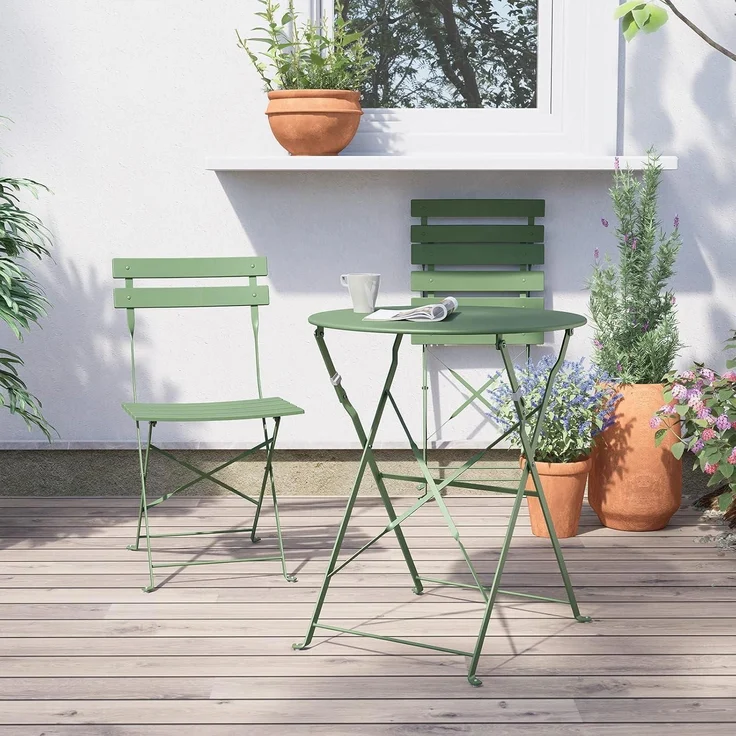 Grand patio Bistro Set 3tlg. Premium Stahl Klappbar Gartenmöbel Grün – Bild 8