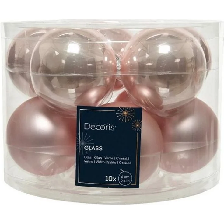 Kaemingk Weihnachtsbaumkugel Weihnachtsbaumkugeln Glas Ø 6 cm 10 Stück rosa matt/glänzend – Bild 2