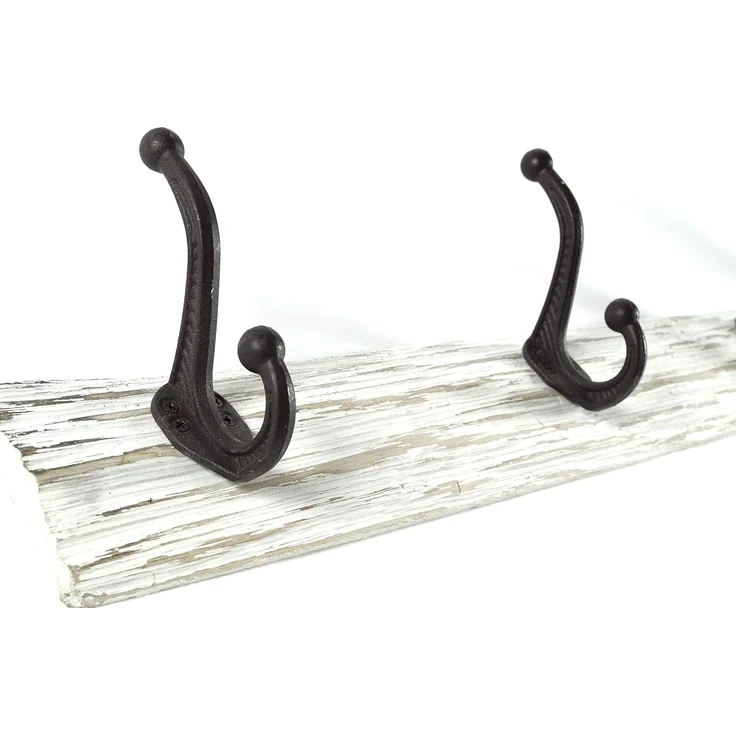 Kobolo Wandgarderobe Garderobe 2er Set VINTAGE Holz und Metall 4 Haken (2 St) – Bild 3