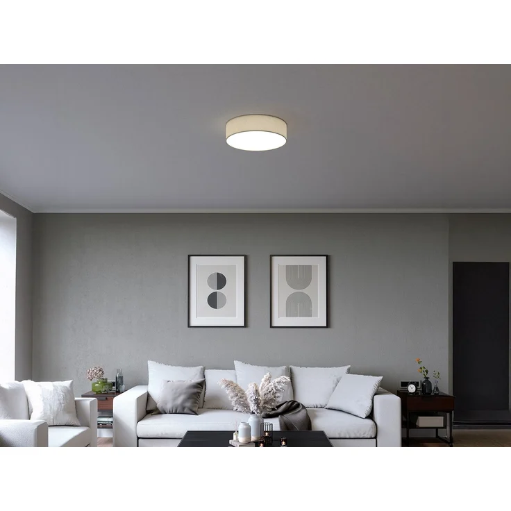 Deckenlampe CEILING DREAM, Leinen Stoffschirm / Abdeckung satiniert, Ø 40cm – Bild 6