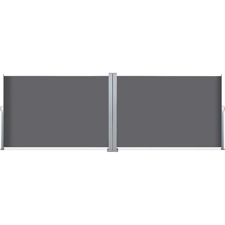 SVITA Doppelseitenmarkise ausziehbar freistehend Sichtschutz 600x160 cm Hellgrau – Bild 6