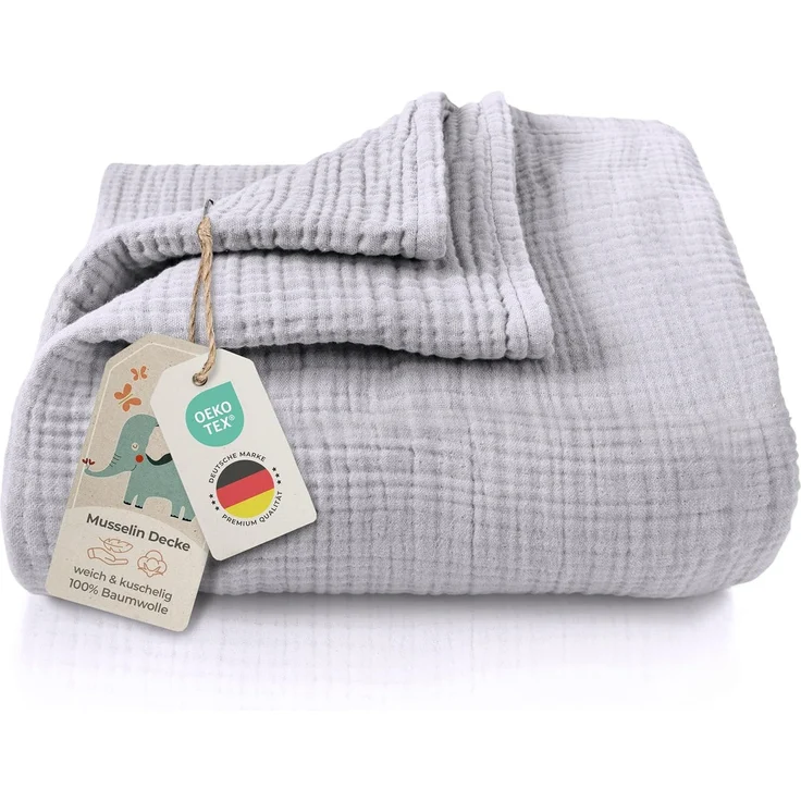 Babydecke Premium Musselin Babydecke 4-lagige Decke aus 100% Baumwolle, Laynenburg, Musselin Babydecke, Kuscheldecke oder Schlafdecke, Pucktuch, Spucktuch – Bild 1