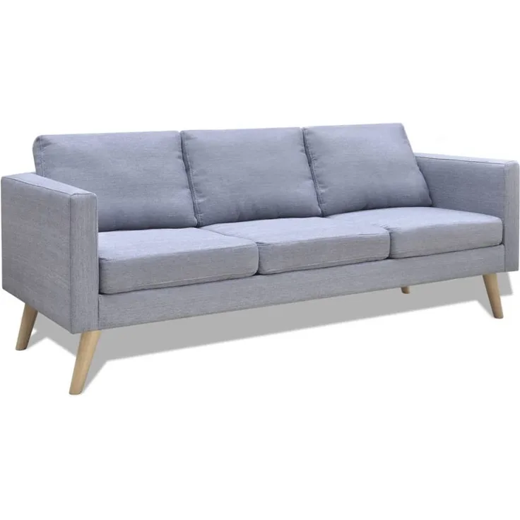 vidaXL Sofa 3-Sitzer Stoff Hellgrau 242219