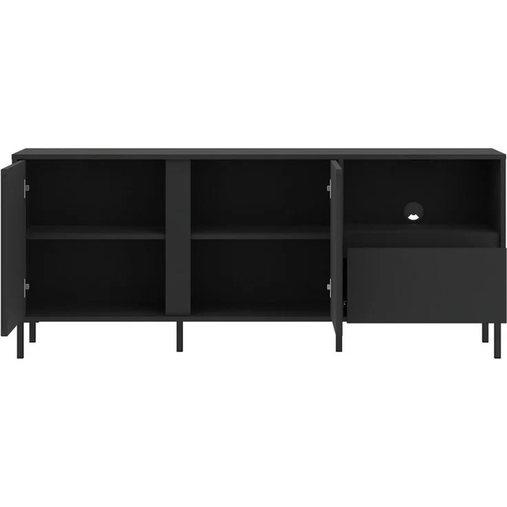Lomadox Wohnwand AMELIA-129, (2-St, Highboard Lowboard), Lowboard Highboard Anthrazit Grau Rillen – Bild 4