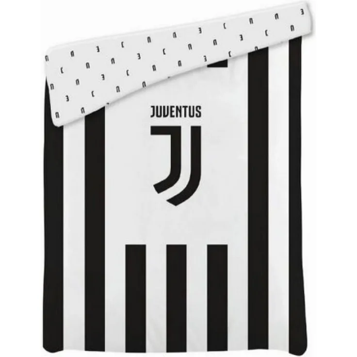 Juventus Fußball Bettdecke 170 x 260 cm Kuscheldecke Tagesdecke Streifenmuster