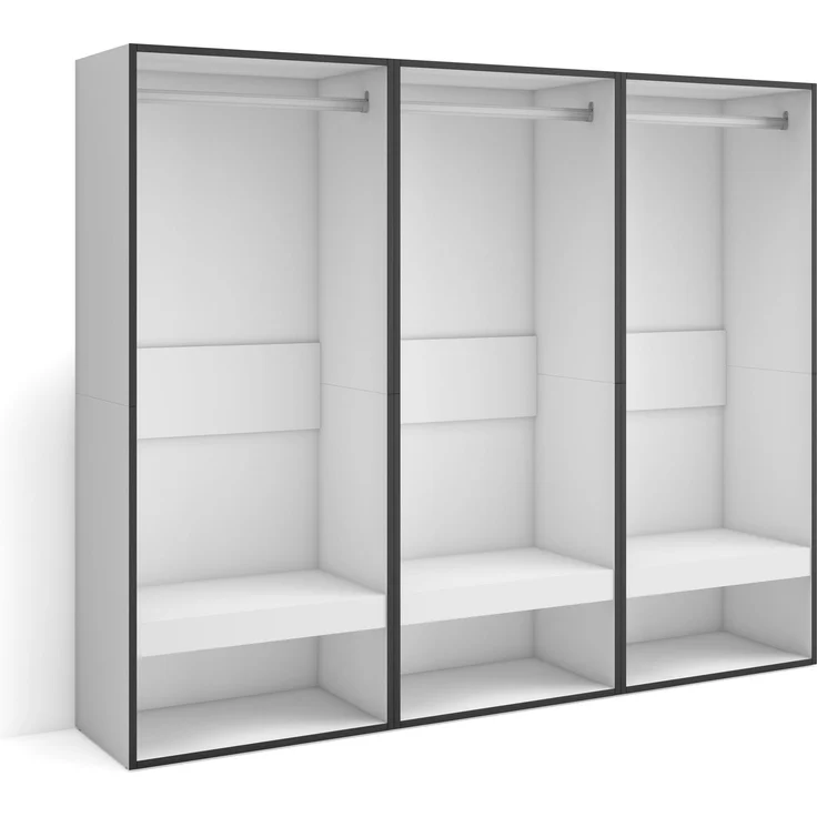 Skraut Home | Offener Kleiderschrank | Kleidung, Schuhe | 180 x 145 x 35 cm | Für Schlafzimmer, Zimmer | Garderobenschrank | Moderner Stil | Weiß