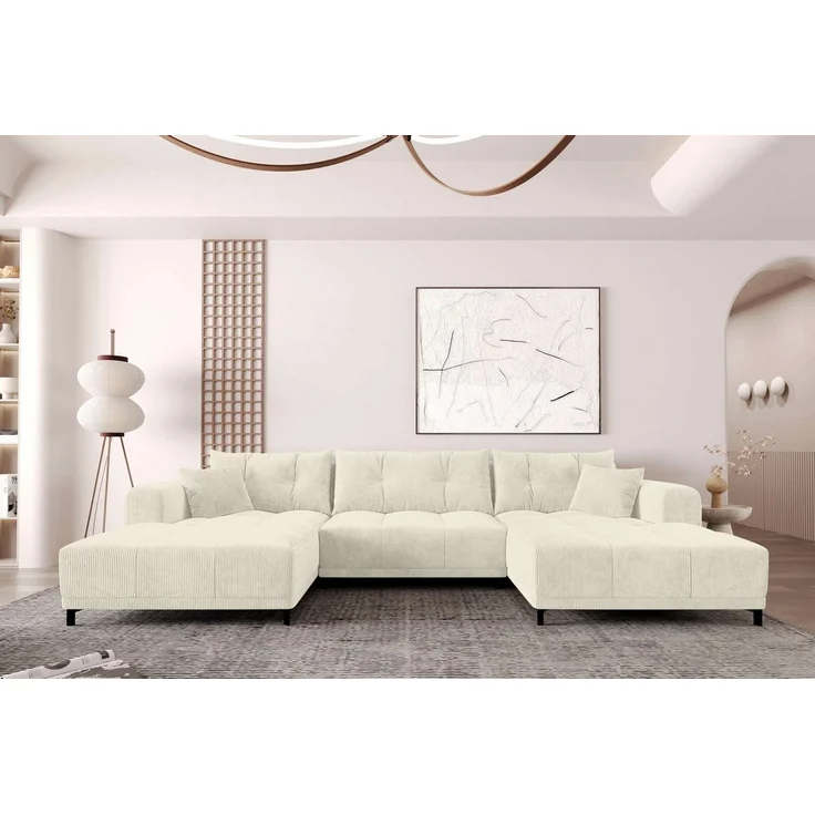 99rooms Massimo Wohnlandschaft Cordstoff POSO Creme mit Schlaffunktion – Bild 5