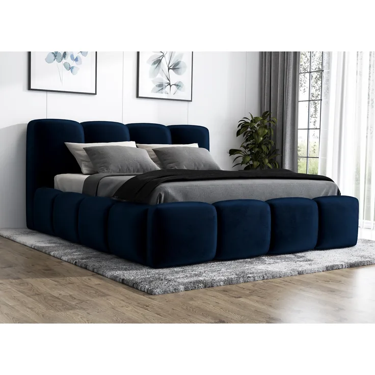 Polsterbett DONA 120x200 mit Matratze, Bettkasten und Lattenrost. Farbe: Blau 11