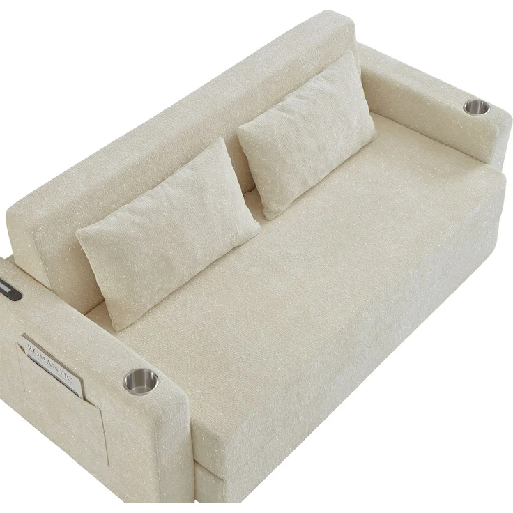 ZUBALIYA SchlafSofa mit USB - Anschluss, mit Chenille - Bezug, mit Samtbezug, mit breiten Armlehnen, mit Schaumstoffpolsterung – Bild 13