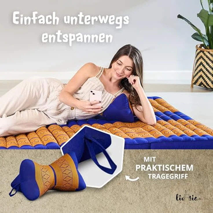 livasia Nackenstützkissen Knochenkissen, vegan und handgefertigt, Ø 15x32cm, Kapok – Bild 7