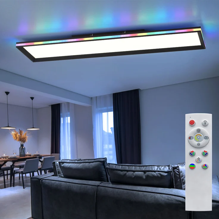 LED Deckenleuchte, Fernbedienung, dimmbar, RGB, L 100 cm – Bild 2