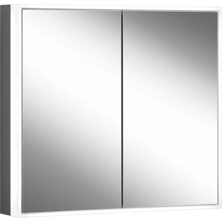 Schneider PREMIUM Line Ultimate LED Lichtspiegelschrank, 2 Doppelspiegeltüren, 825 x 73,3 x 15,8 cm, 182.080, Ausführung: EU-Norm/Korpus schwarz matt - 182.080.02.41
