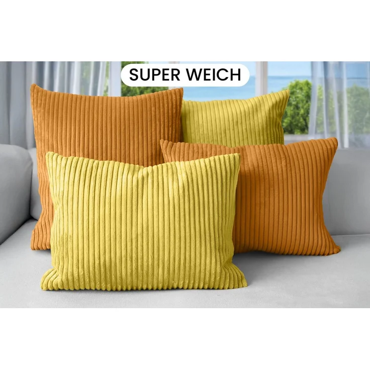 Amilian Dekokissen Sofakissen 4er Set mit Füllung - 2x 45x45 + 2x 35x45 cm, Hotelverschluss, waschbar, formstabil – Bild 2