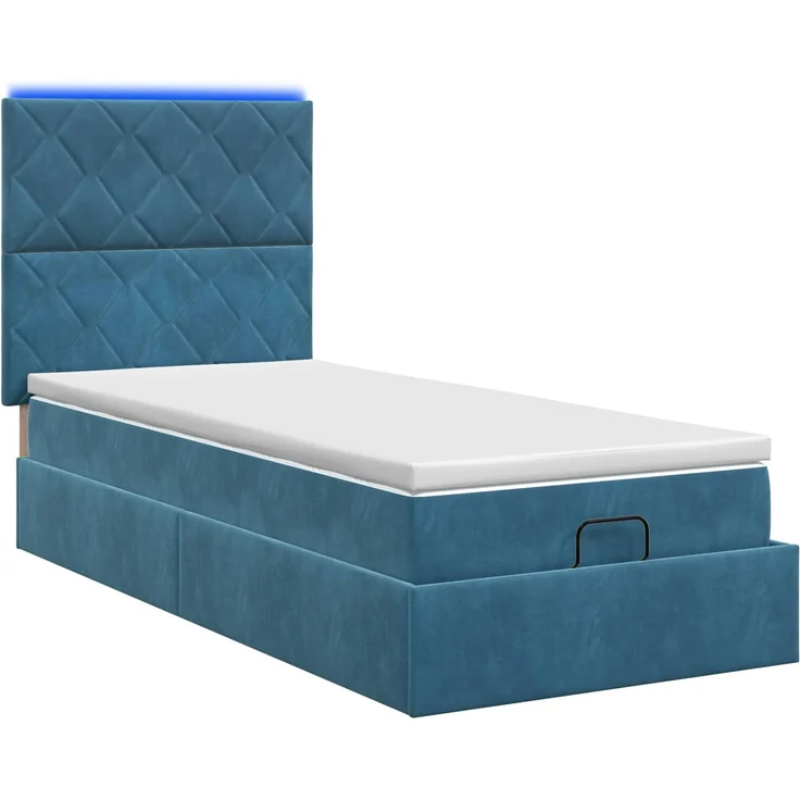 vidaXL Ottoman-Bett mit Matratze und LED Dunkelblau 90 x 190 cm Samt 3458347 – Bild 9