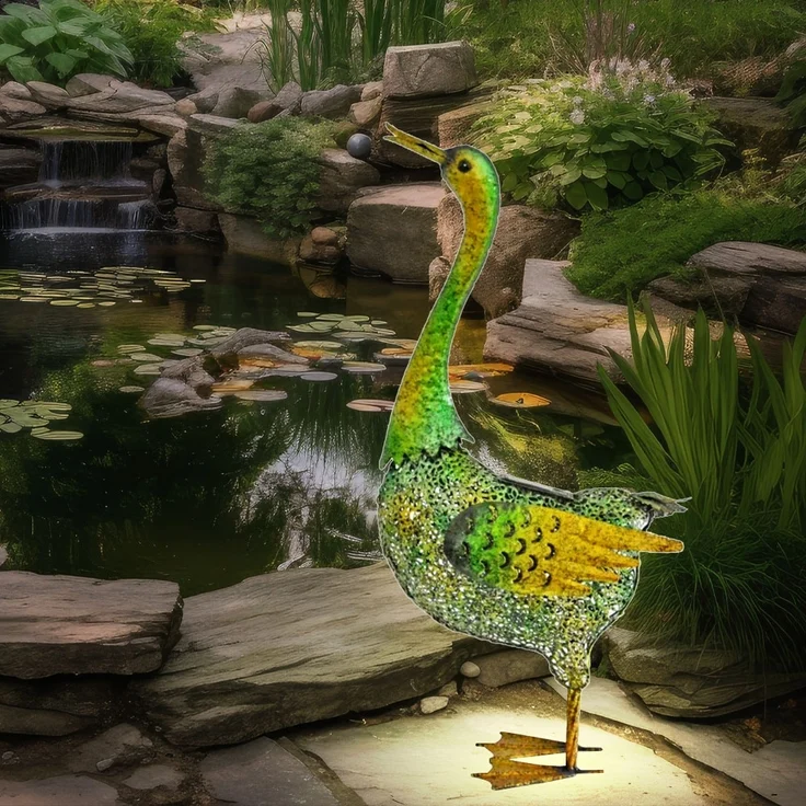 LED Deko Solarleuchte, Ente grün-gelb, H 63 cm – Bild 3