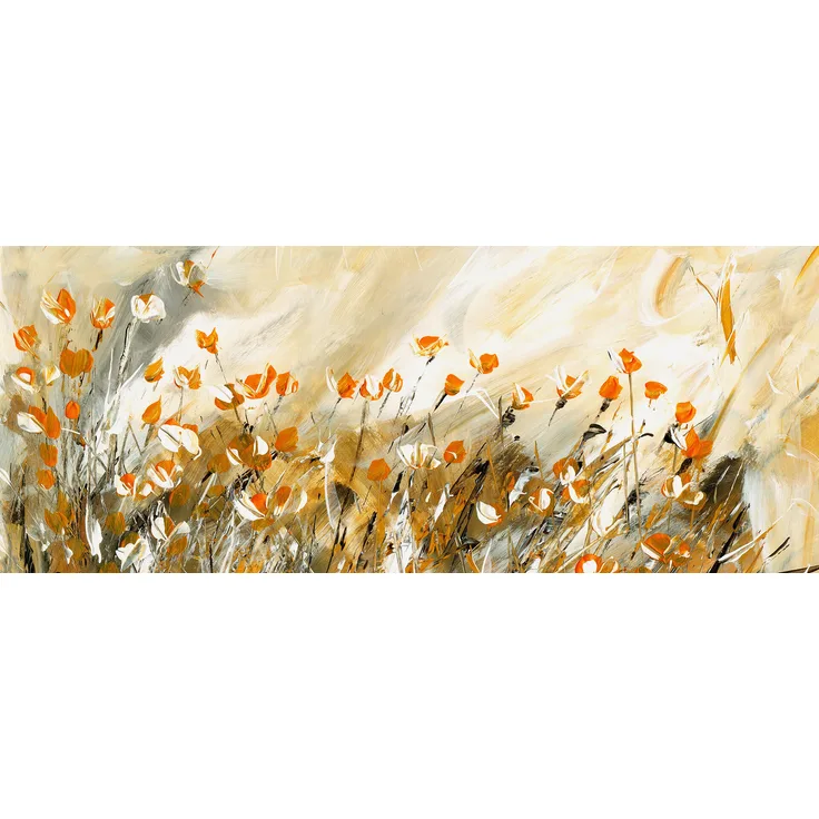 Leinwandbild Blumen Grün Orange 100x40 DD123248 Keilrahmenbild Wandbild Kunst