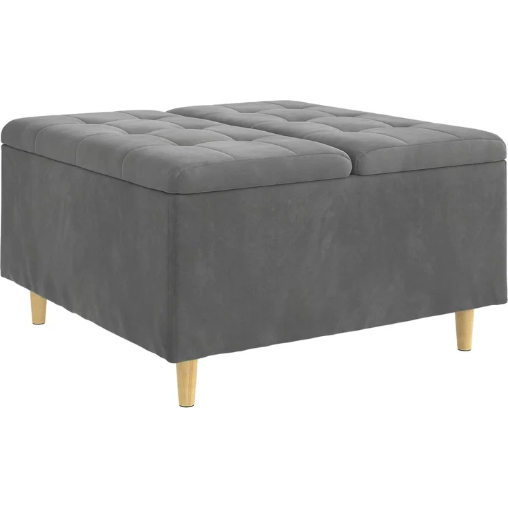 vidaXL Ottoman mit Stauraum Dunkelgrau 80 x 80 x 45 cm Samt 876841 – Bild 2