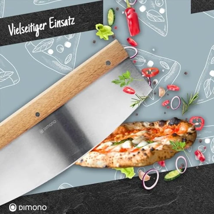 Dimono Pizzamesser DIMONO Profi Pizzamesser mit Holzgriff – Edelstahl Pizzaschneider Kräuter-Schneider Cutter mit Holz-Griff – Bild 6