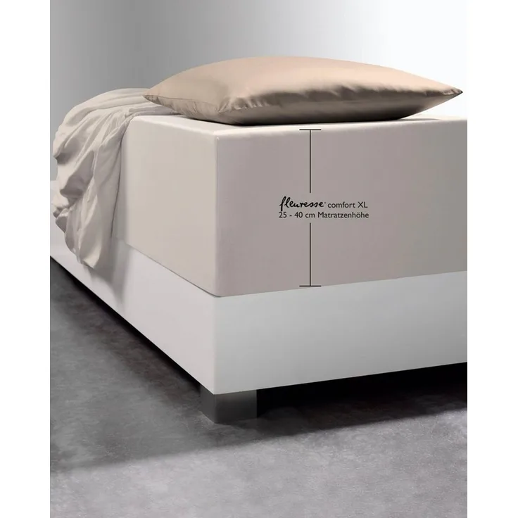fleuresse Spannbettlaken Comfort XL-Jerseyspannlaken, 96% Baumwolle, 4% Elastan, Gummizug: rundum, für Matratzen bis 40cm sowie Wasserbetten und Boxspringbetten geeignet