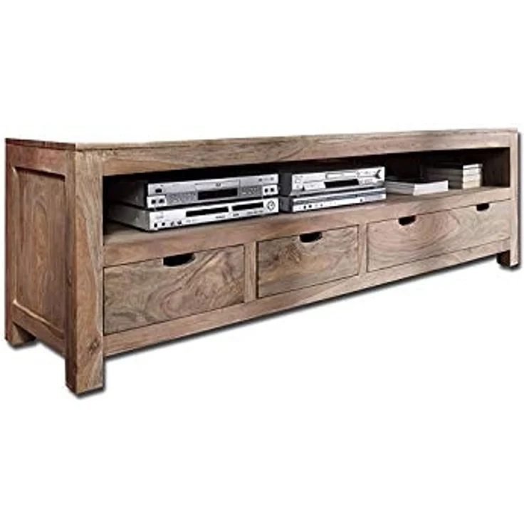 TV-Board Sheesham 190x50x60 grau geölt NATURE GREY #44 – Bild 7