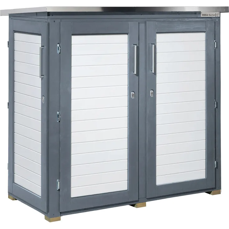Weka Garten Q Terrassenschrank, grau, 160 cm x 75 cm, stabil mit 18 mm starken OSB-Platten, individuell einstellbare Regalböden, optimaler Stauraum